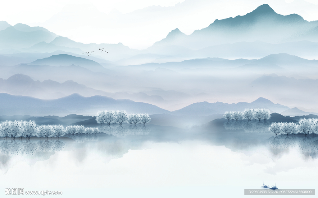 简约新意境山水画 TIF分层