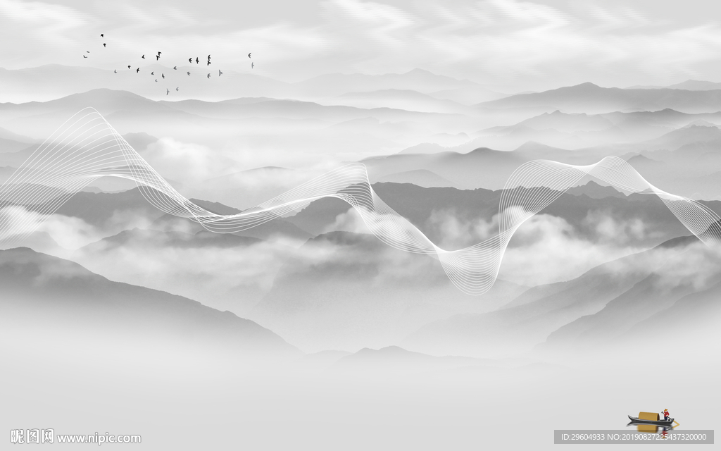 高档新意境山水画 TIF分层