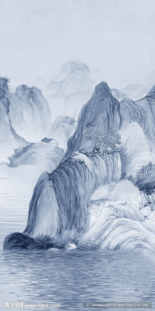 大厅玄关水墨山水 TIF分层