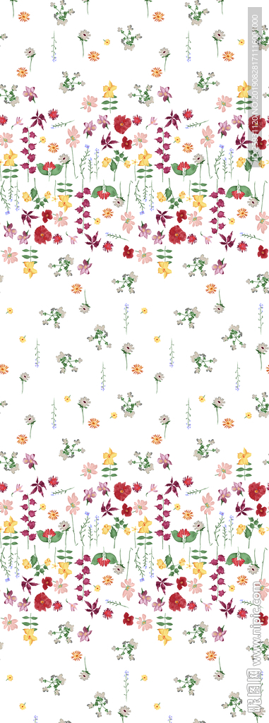 炫彩清新小碎花枝叶花卉无限循环