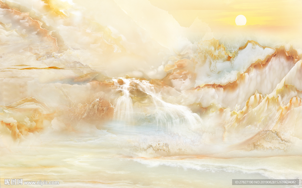 大理石纹  旭日东升  黄色石