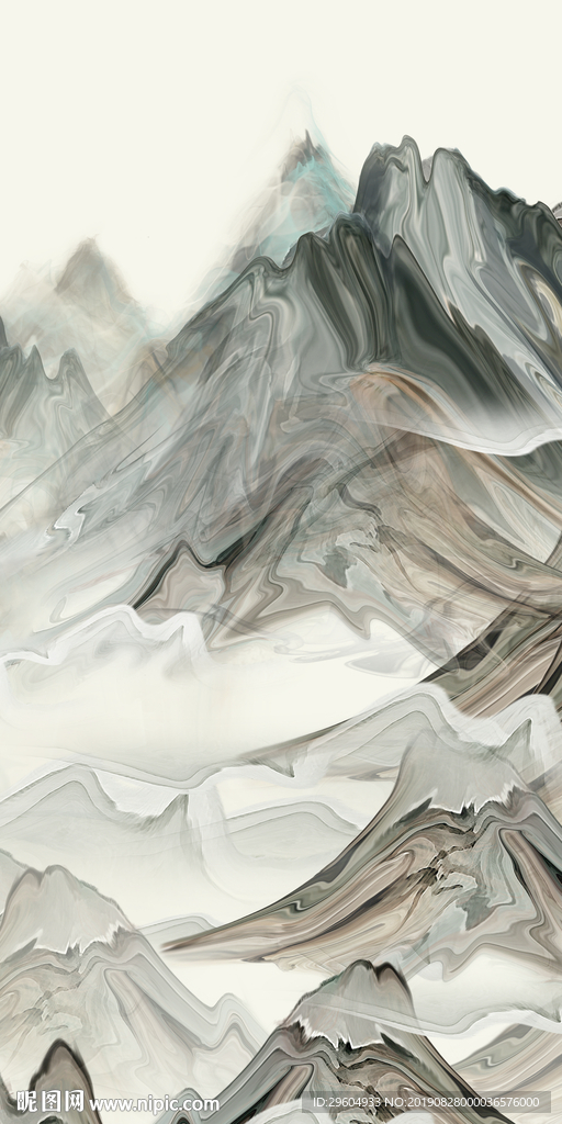 高清 玄关水墨山水 TIF分层