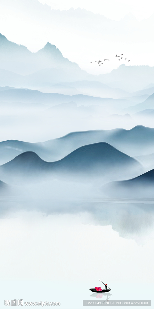 高档玄关水墨山水 TIF分层