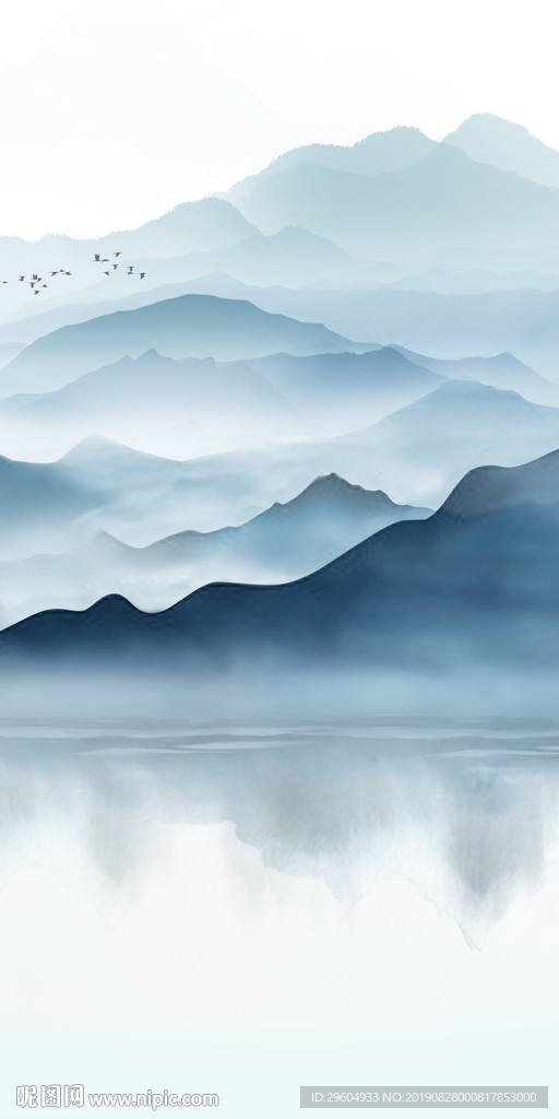 高清 玄关水墨山水 TIF分层