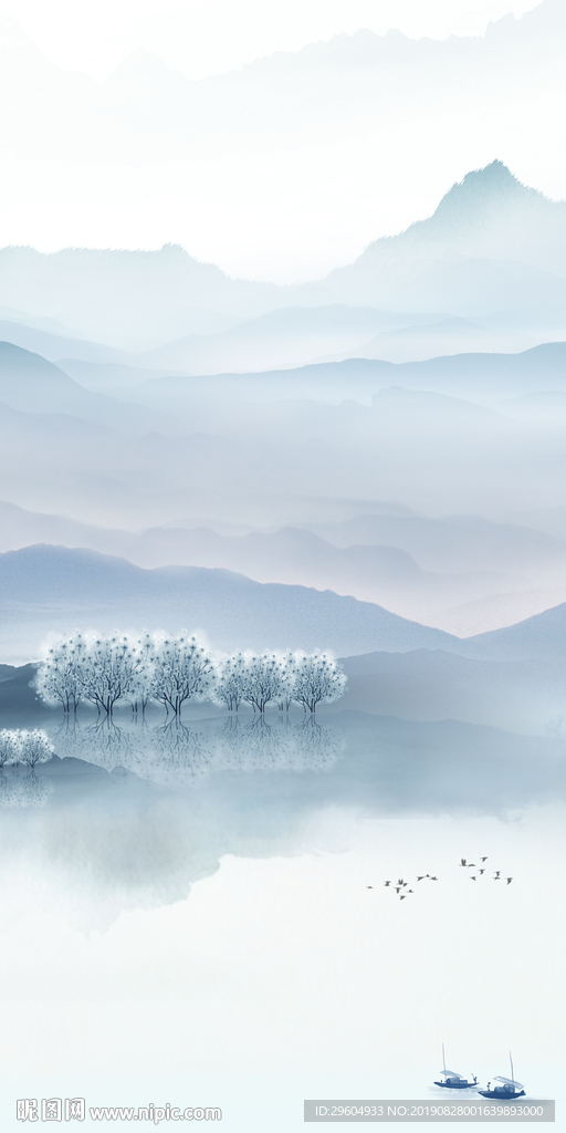 现代玄关水墨山水 TIF分层