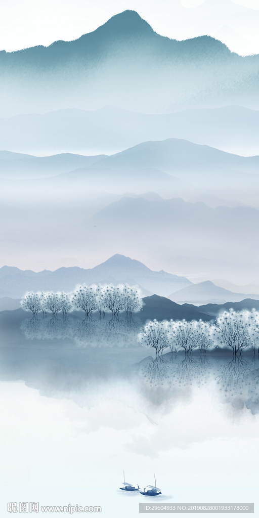 意境玄关水墨山水 TIF分层