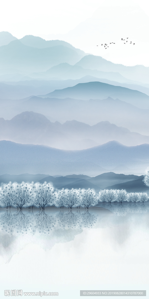 中式玄关水墨山水 TIF分层