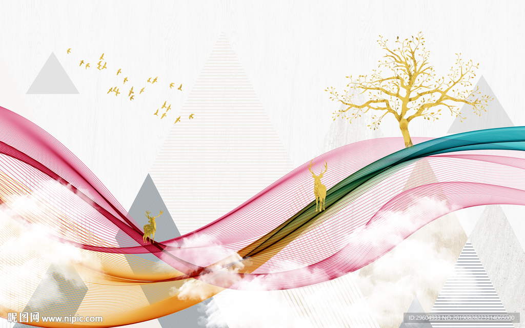 线条装饰画 几何TIF分层