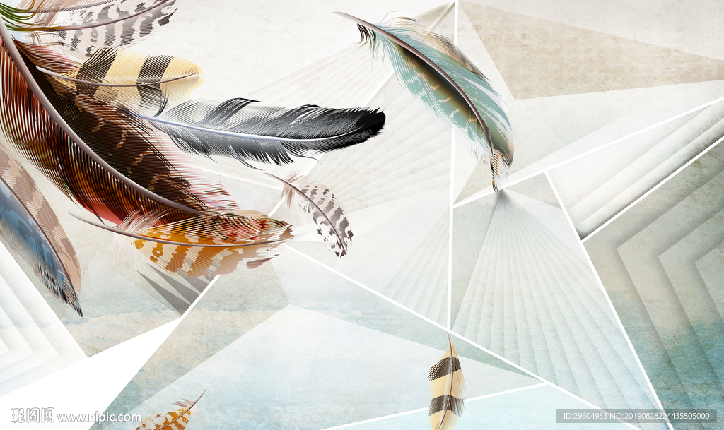 羽毛装饰画 背景TIF分层 欧