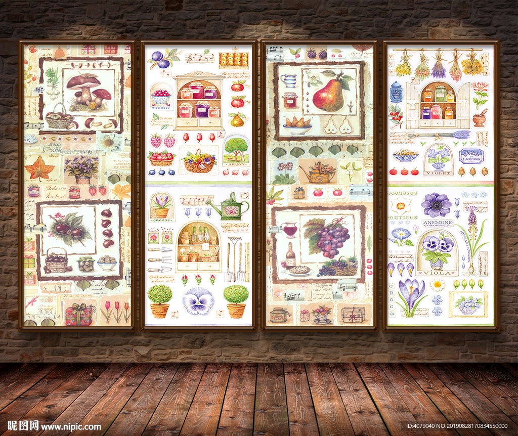 手绘水果蔬菜花卉店面背景墙