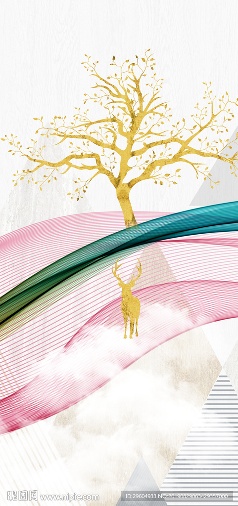 金色装饰画 玄关TIF分层