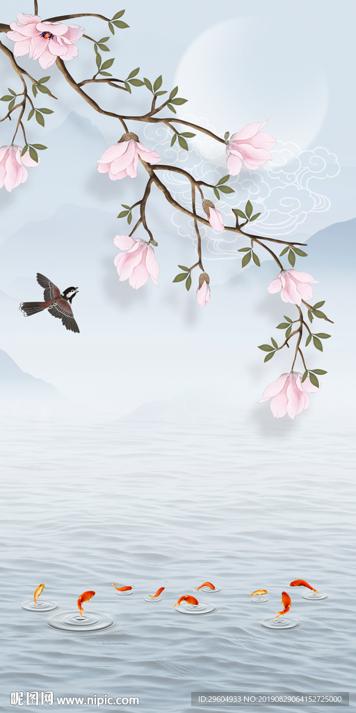 手绘花新玄关精品画 TIF分层