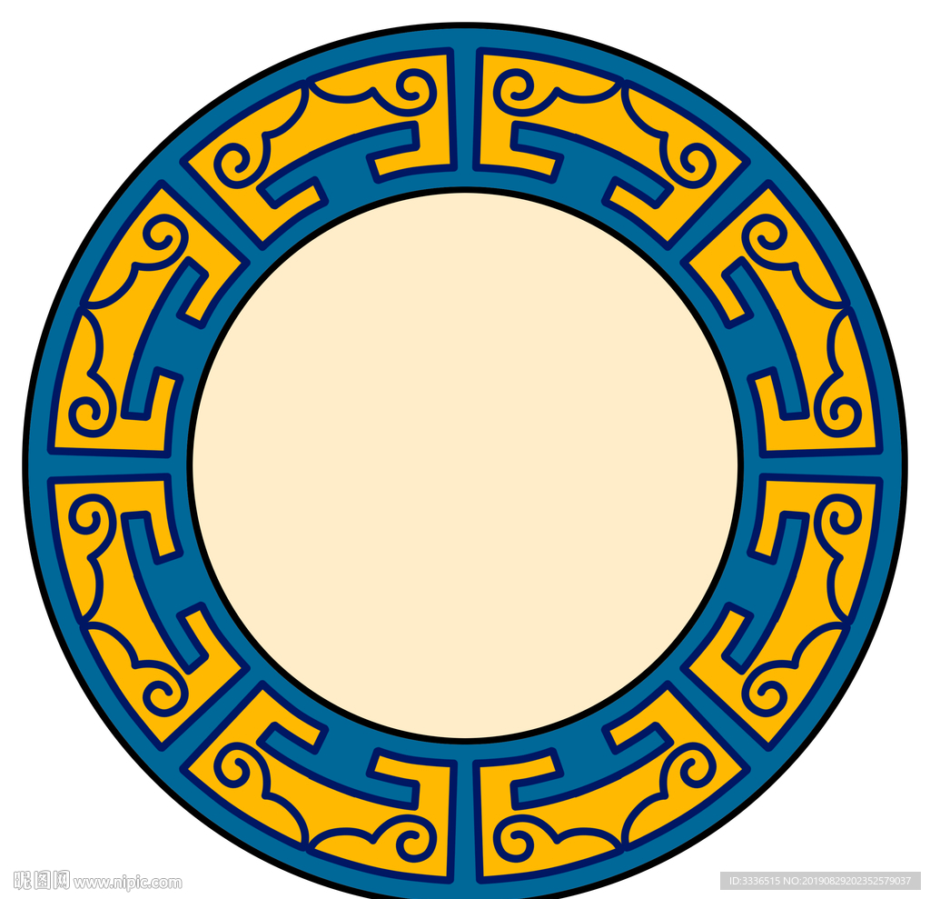圆形蒙古图案花边素材