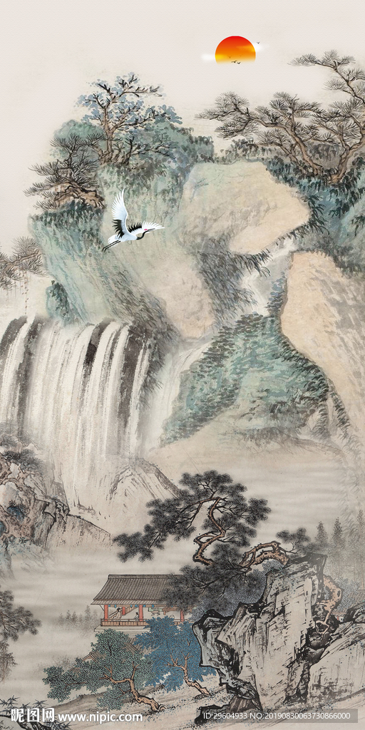 新中式玄关国画山水 TIF分层