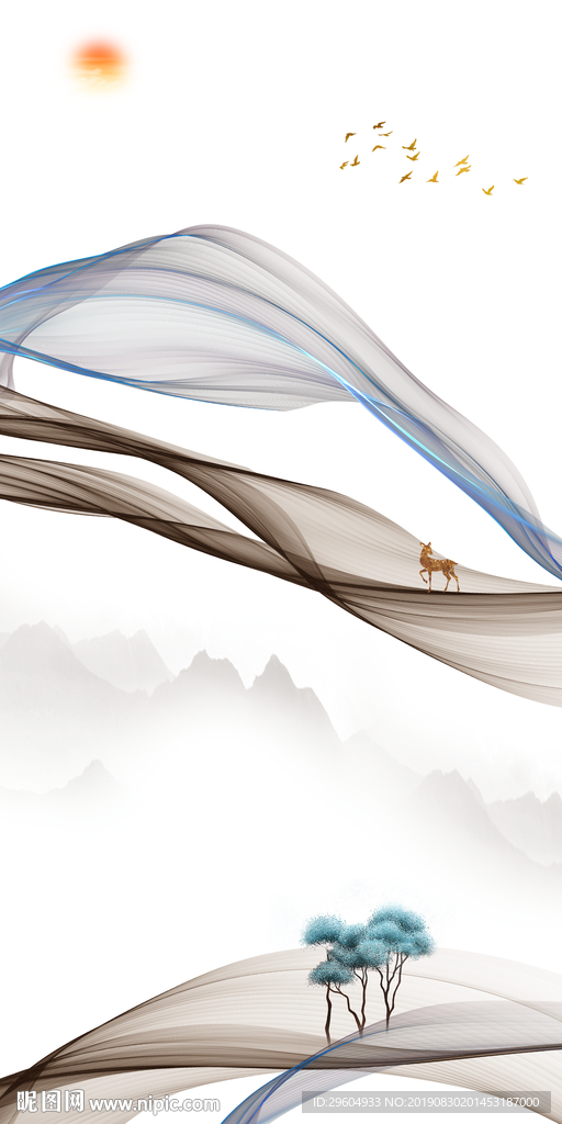 新品装饰画 TIF分层 抽象画