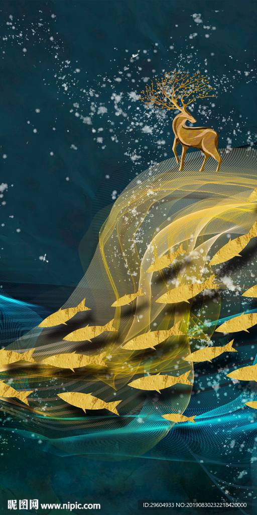 麋鹿装饰画 TIF分层 抽象画