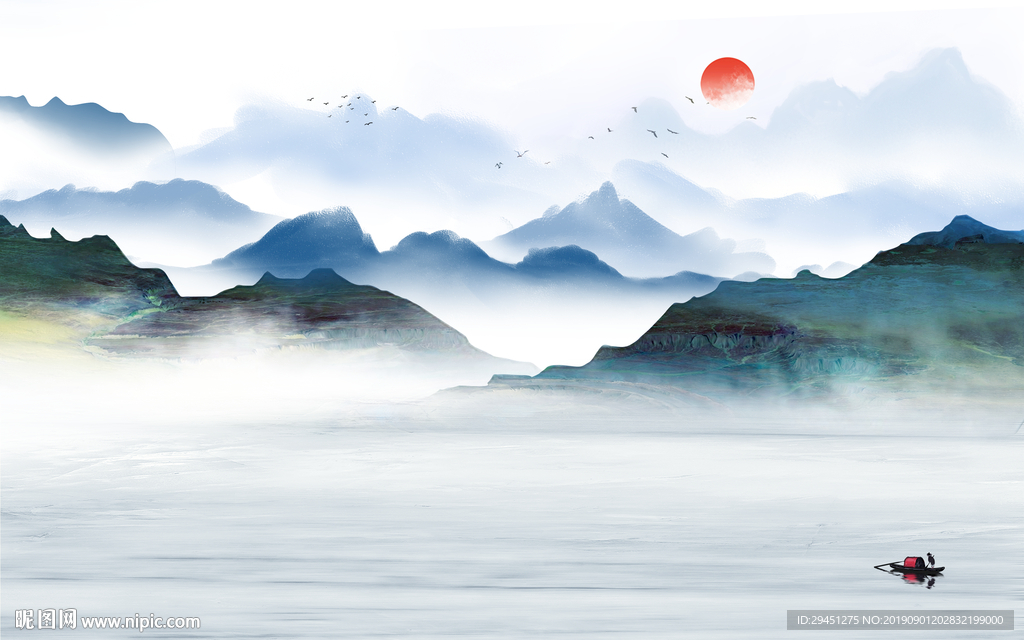 新款风景山水画 TIF分层