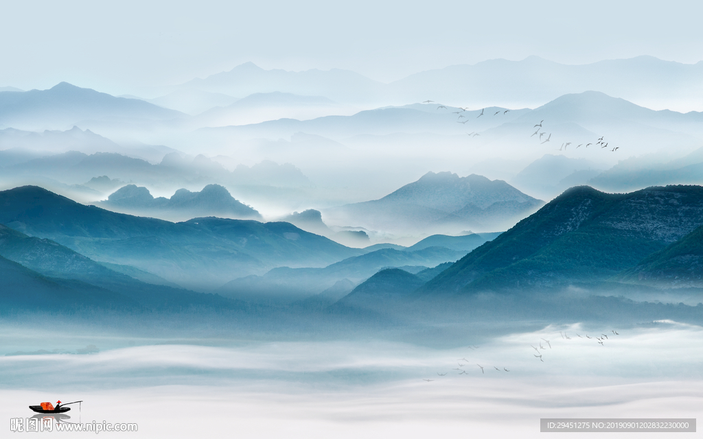 中式高清山水画 TIF分层