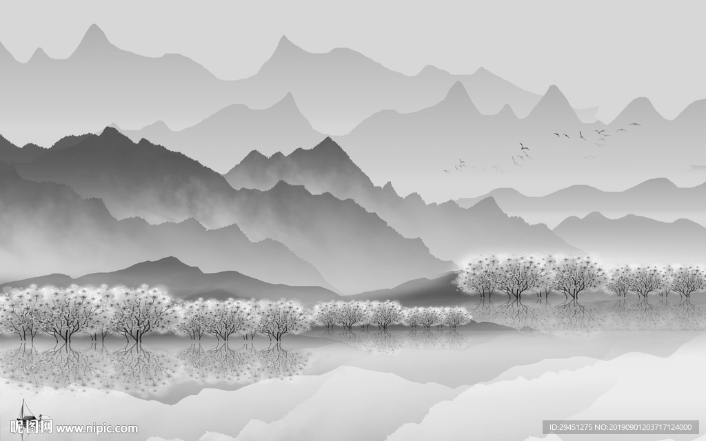 大气风景山水画 TIF分层