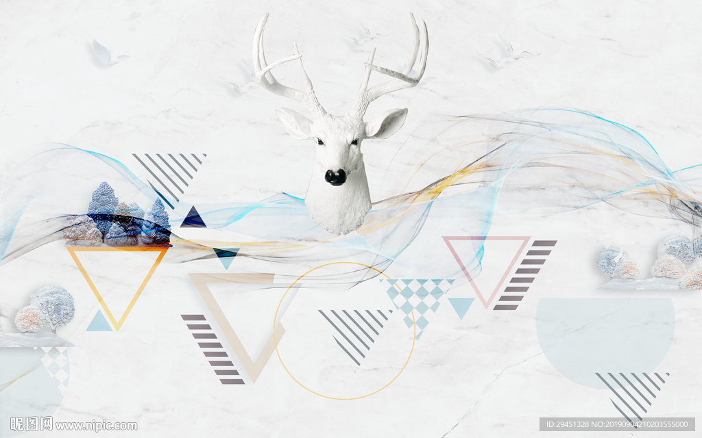 几何麋鹿TIF分层 新品画