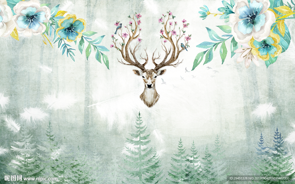 欧式麋鹿 TIF分层 新品画