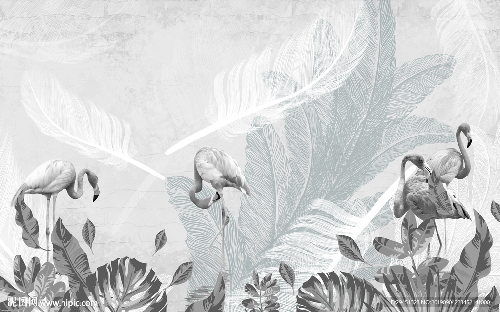 灰色叶子 TIF分层 新品画