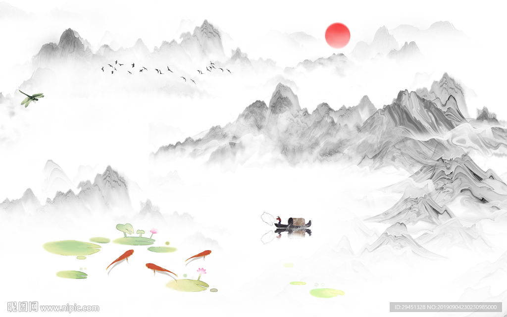 新品山水画 TIF分层 中式