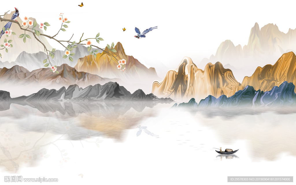 新中式新国画山水 TIF分层