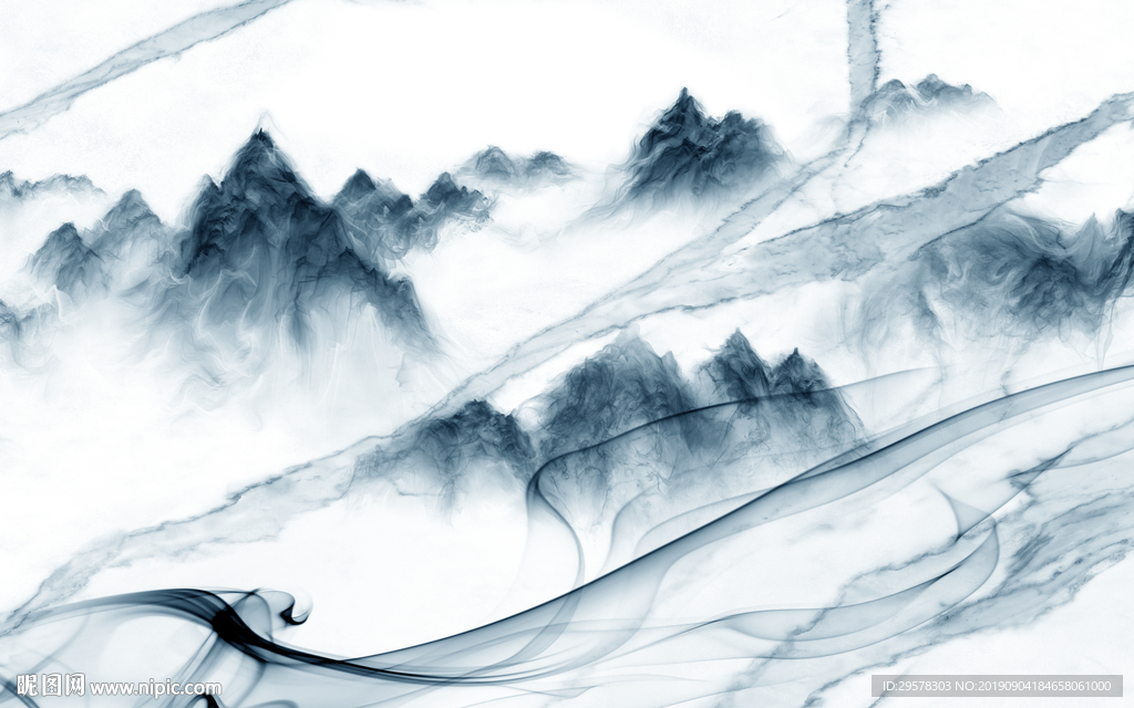 烟雾精美新国画 TIF分层