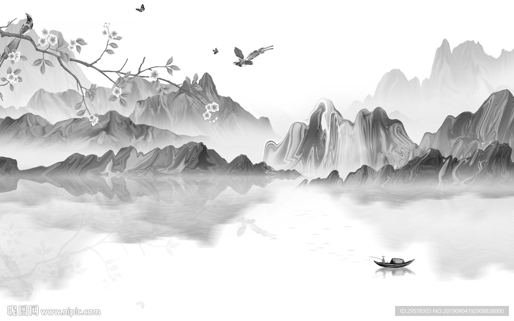 新中式精美新国画 TIF分层