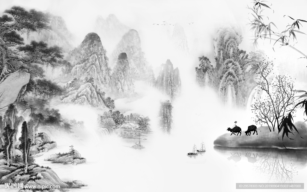 中式 精美新国画 TIF分层