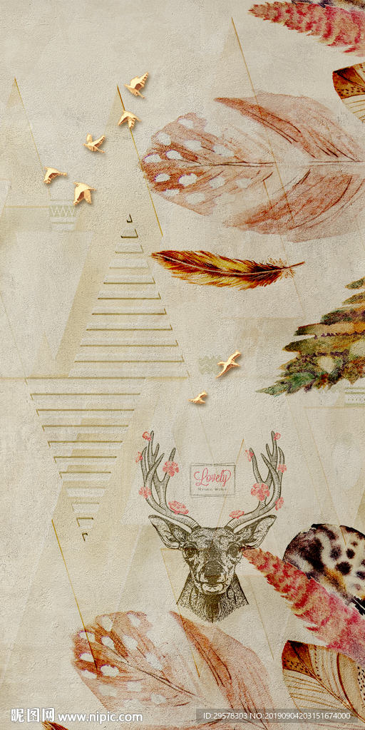 奢华欧式玄关画 TIF分层