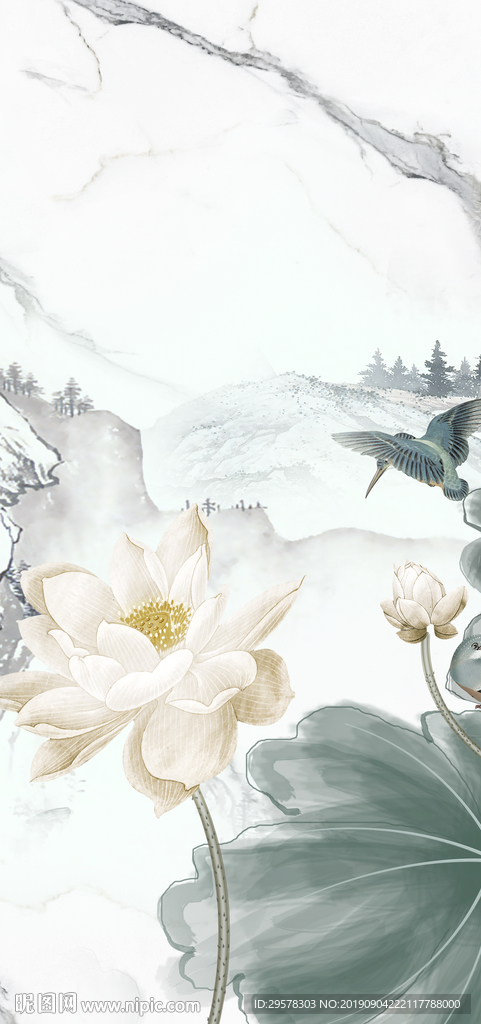 中式 荷花极品画 TIF分层