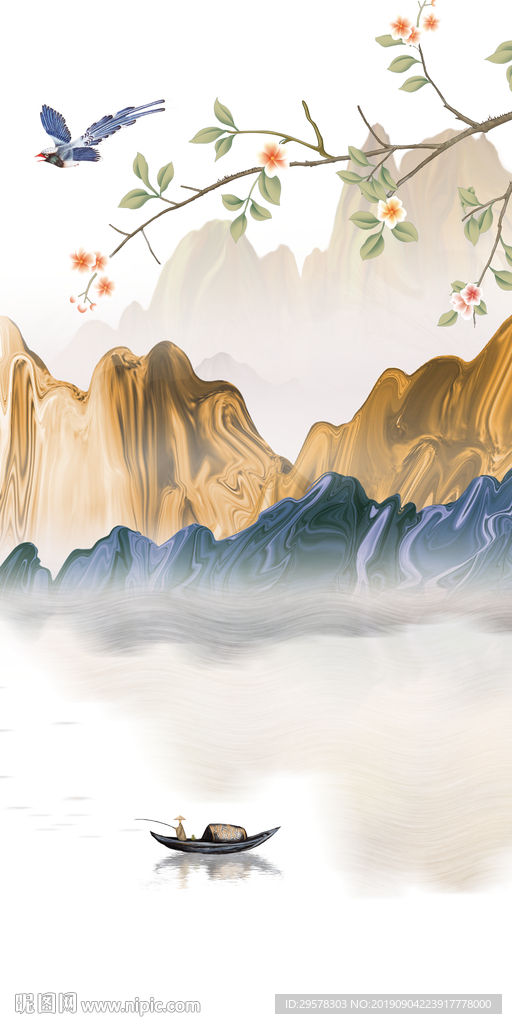 新中式现代玄关画 TIF分层画