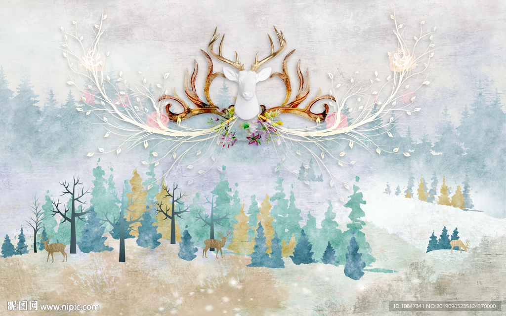 奢华北欧玄关画 TIF分层