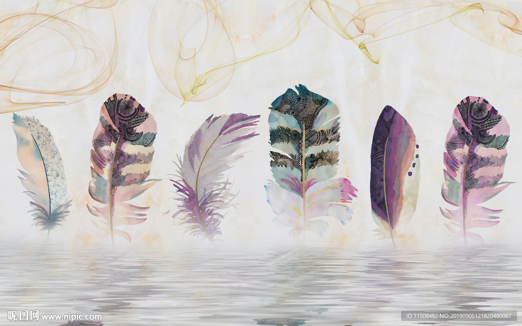 大理石纹倒影羽毛