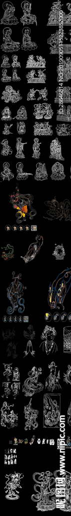 敦煌飞天仕女CAD图案 花纹