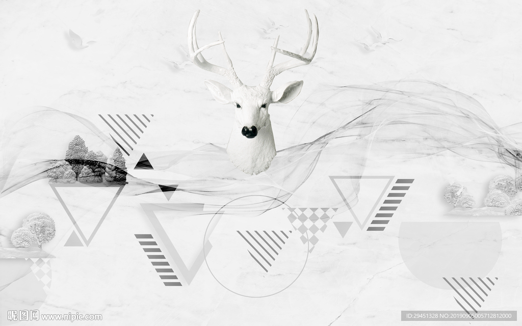 欧式麋鹿 TIF分层 新品画