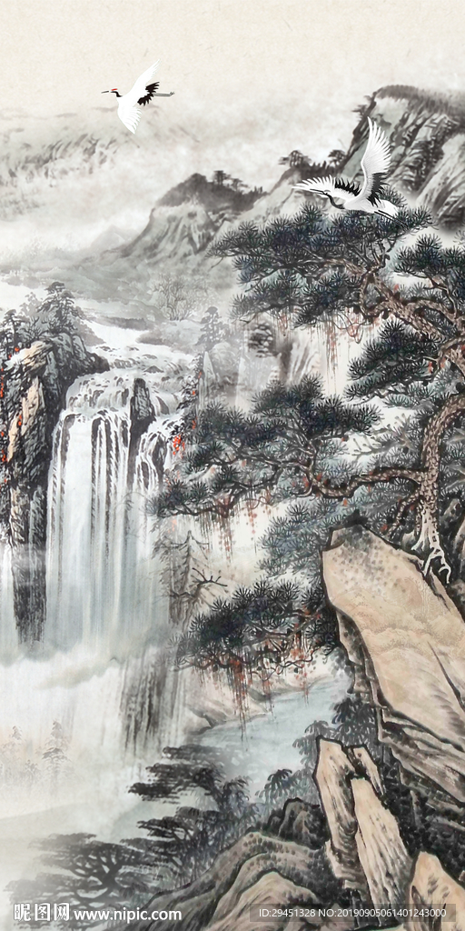 意境国画玄关画TIF分层画