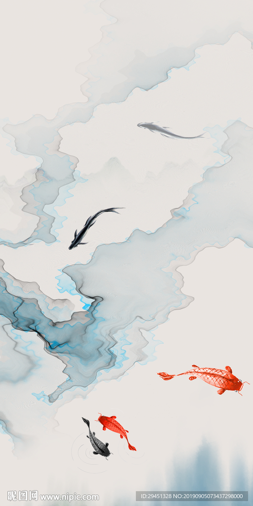 鱼新玄关画 TIF分层画