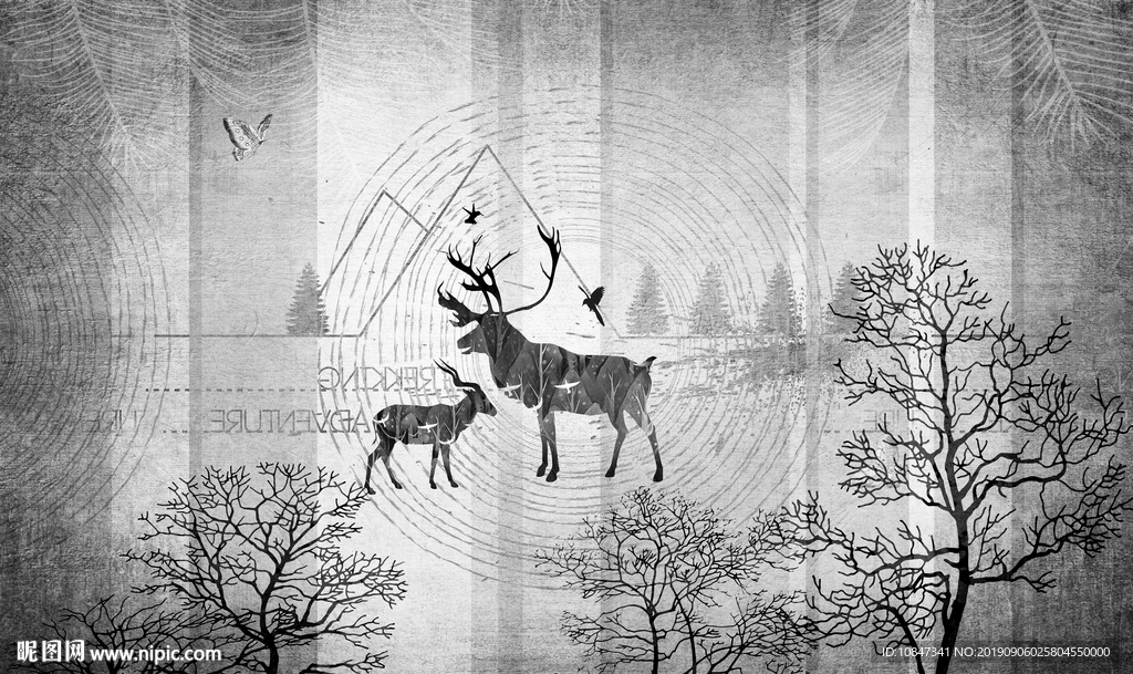 手绘 北欧装饰画 TIF分层画