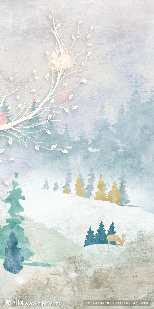 奢华北欧玄关画 TIF分层