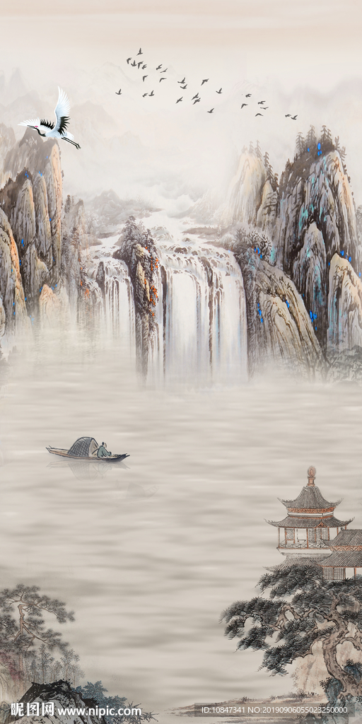 流水意境新国画 TIF分层