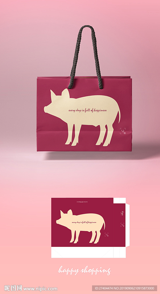 高档炫酷猪肉手提袋纸袋设计图