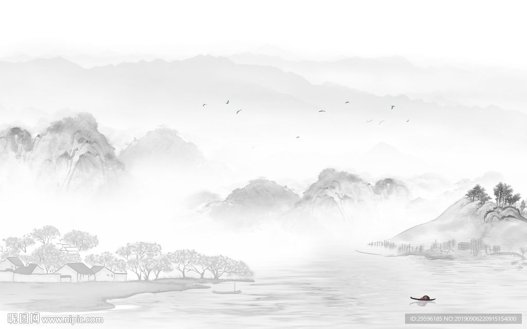 山水奢华新装饰画 TIF分层