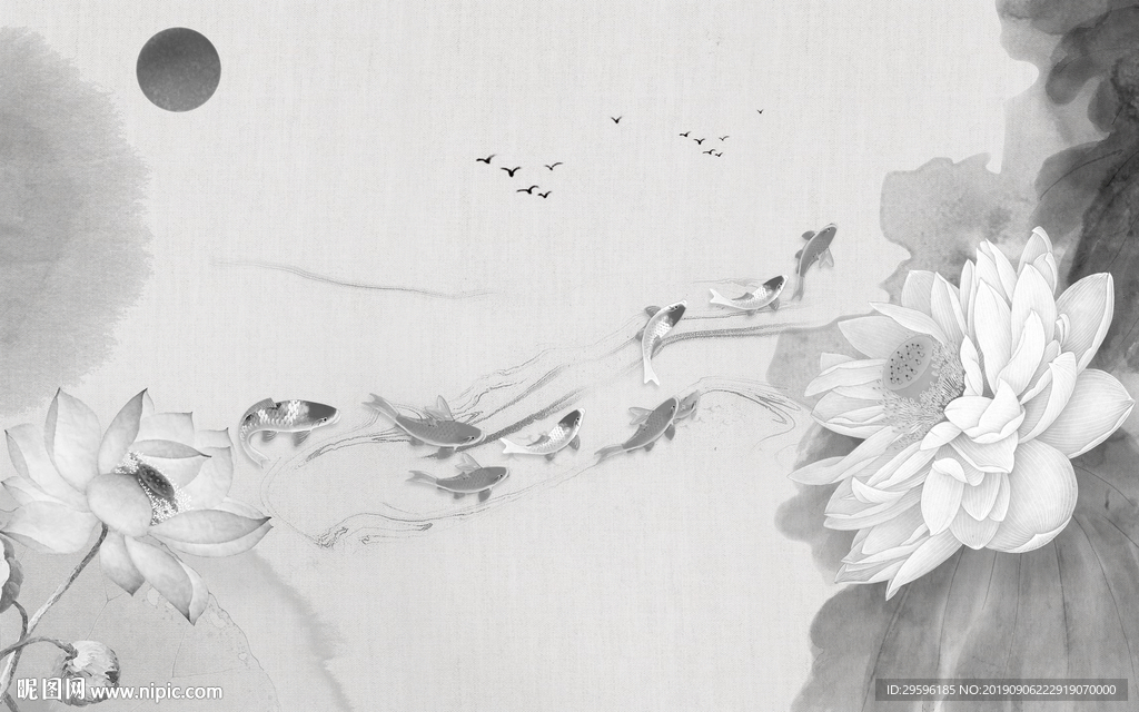 荷花奢华新装饰画 TIF分层