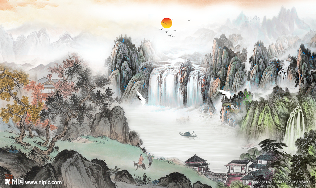 山水画 中式风景画 TIF分层