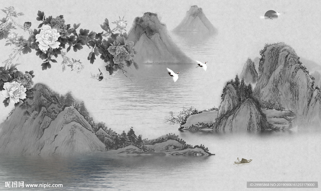 山水画 风景画国画TIF分层