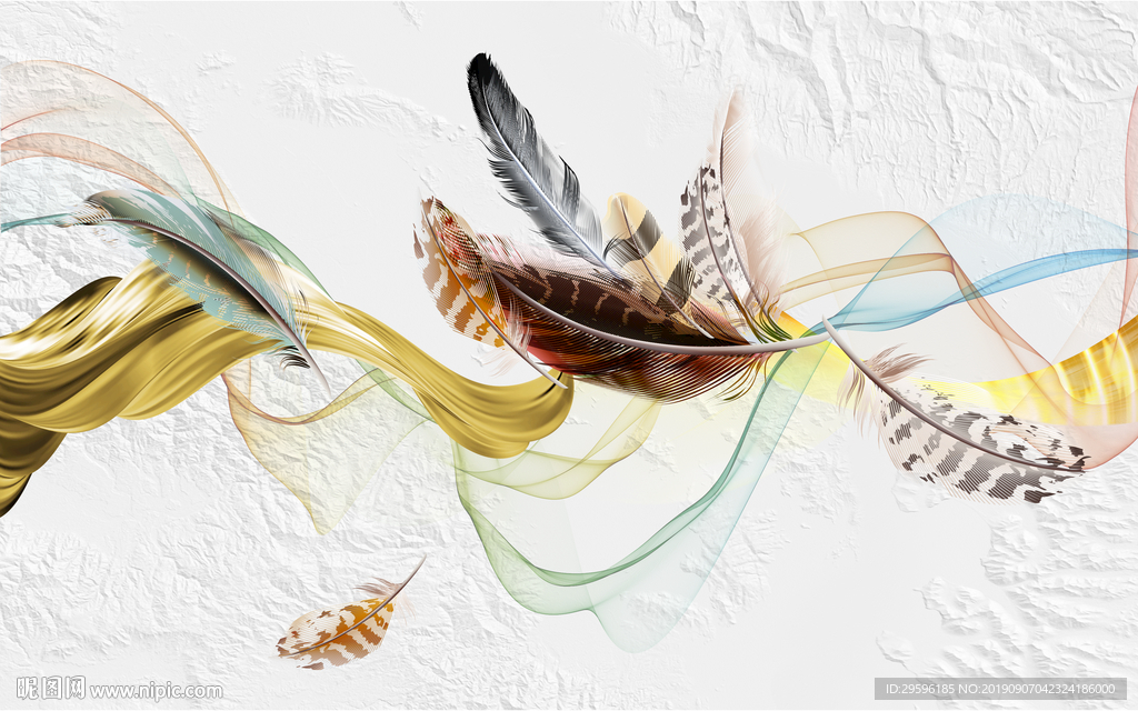 羽毛奢华新装饰画 TIF分层