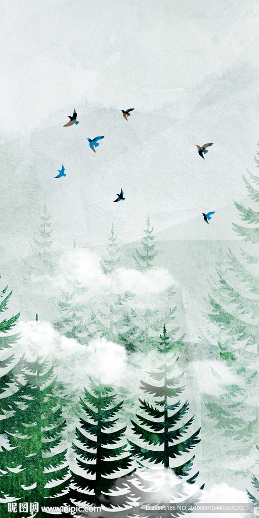 森林装饰新玄关画 TIF分层